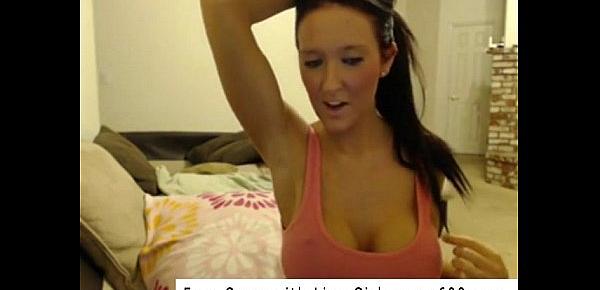  Busty Brunette Shows Boobs off Cam Porn
